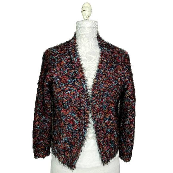 La Fee Verte Open Front Cropped Confetti Stitched Cardigan Women XS Eyelash - Picture 2 of 9